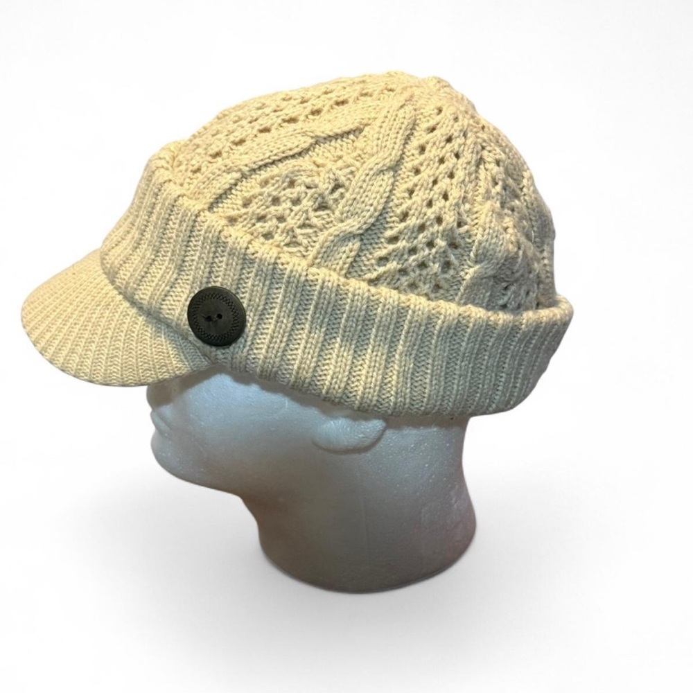 SCALA hand man Cream Knit Visor Beanie